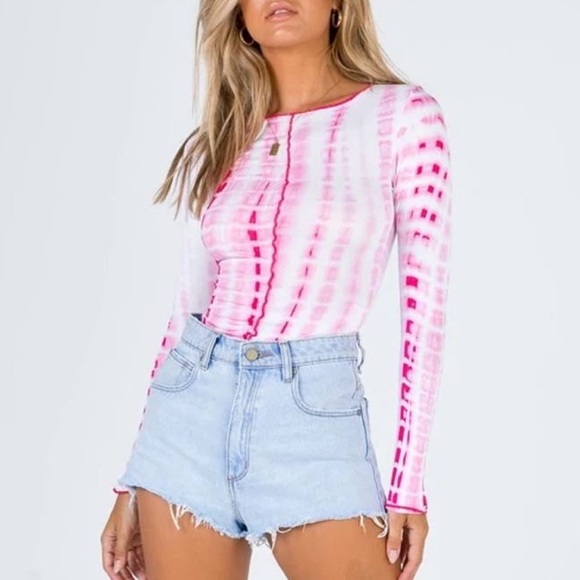 Princess Polly Tops - Princess Polly Womens Pink Penny Lane Tie Dye Top Size 2